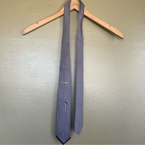 Pennleigh Vintage Silk Tie Gray Navy Scotland Unicorn